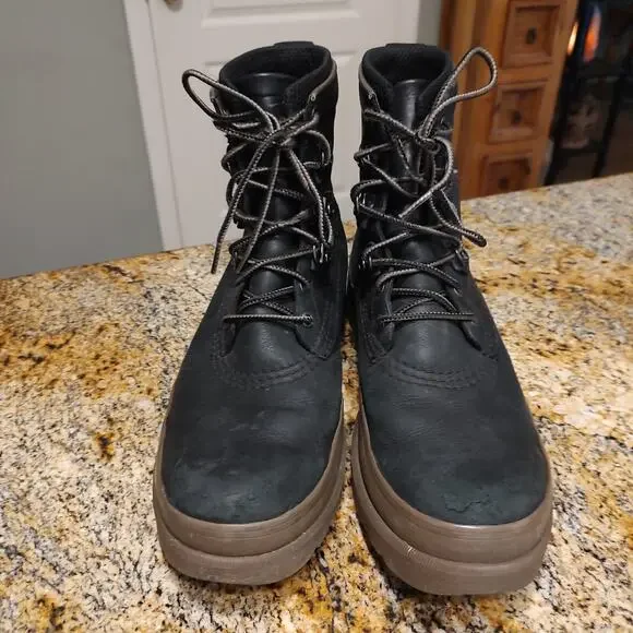 Sorel Caribou Street Waterproof Boots Black Brown Leather Lace Up Men's Sz 12